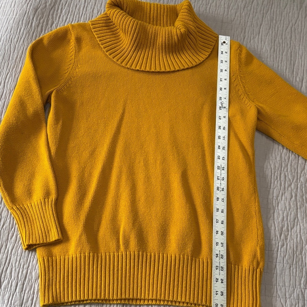 Pria Mustard Yellow 100% Cotton Cowl Neck Chunky Knit Sweater Large - Picture 3 of 8